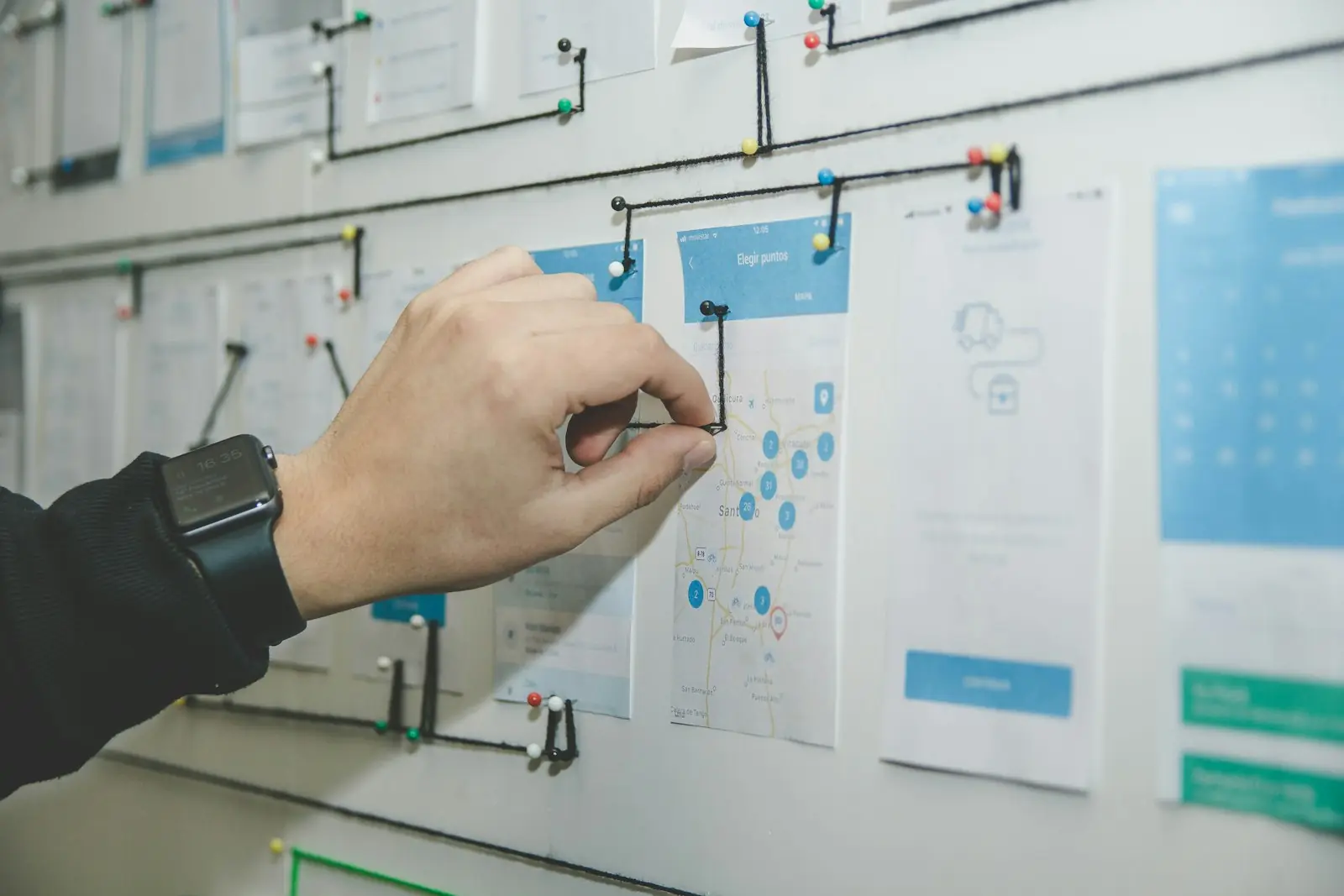 Mapping processes on a wall board